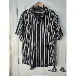 Ekzistens Clothing‎ Advancement Men's Black/Khaki Striped Short Sleeve EUC